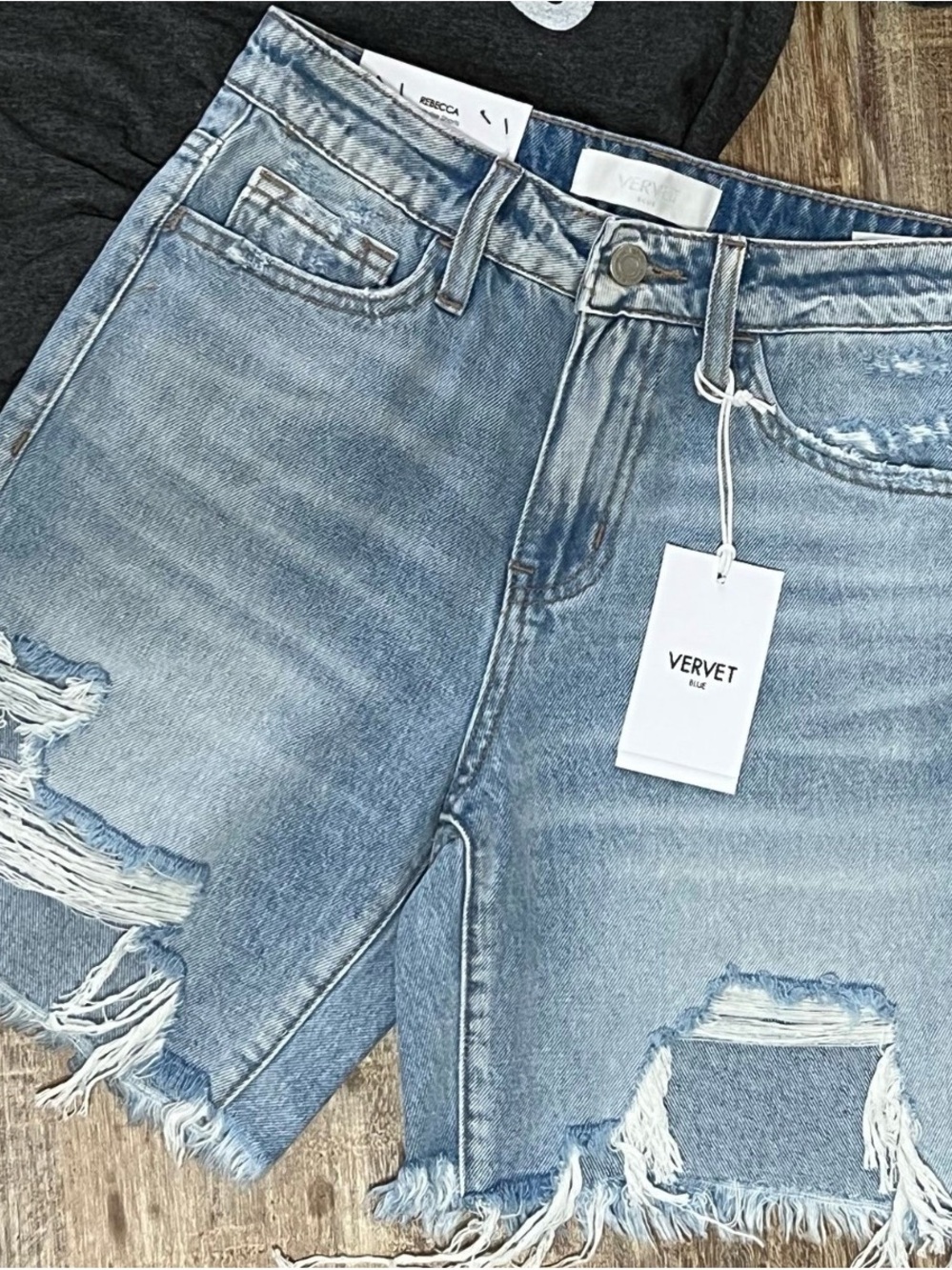 Vervet Rebecca by Flying Monkey Light Wash Distressed Denim Shorts size XS